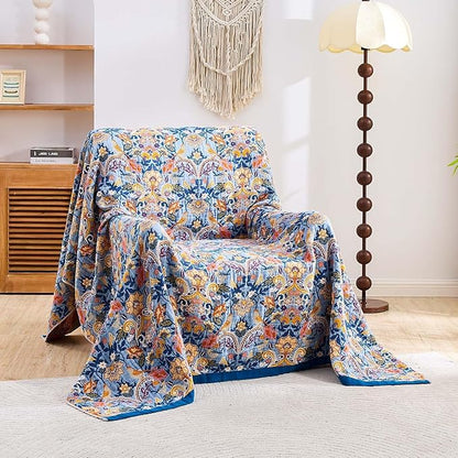 Boho Throw Blanket for Bed, 100% Cotton Soft Rustic Quilt Fall Blanket - Image 2