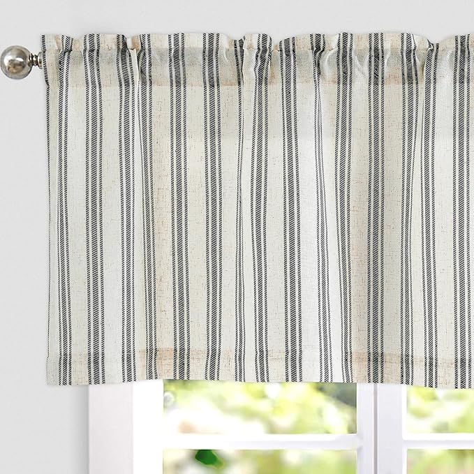 jinchan Linen Striped Valance Window Treatment by JINCHAN