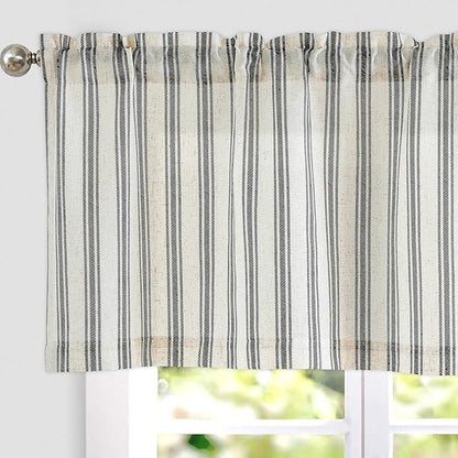 jinchan Linen Striped Valance Window Treatment by JINCHAN