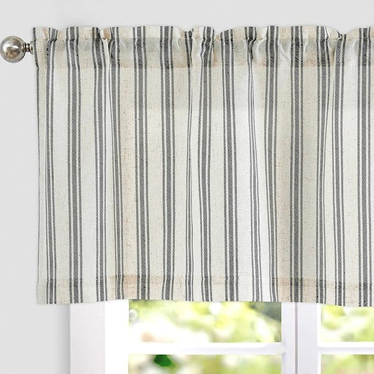 jinchan Linen Striped Valance Window Treatment by JINCHAN