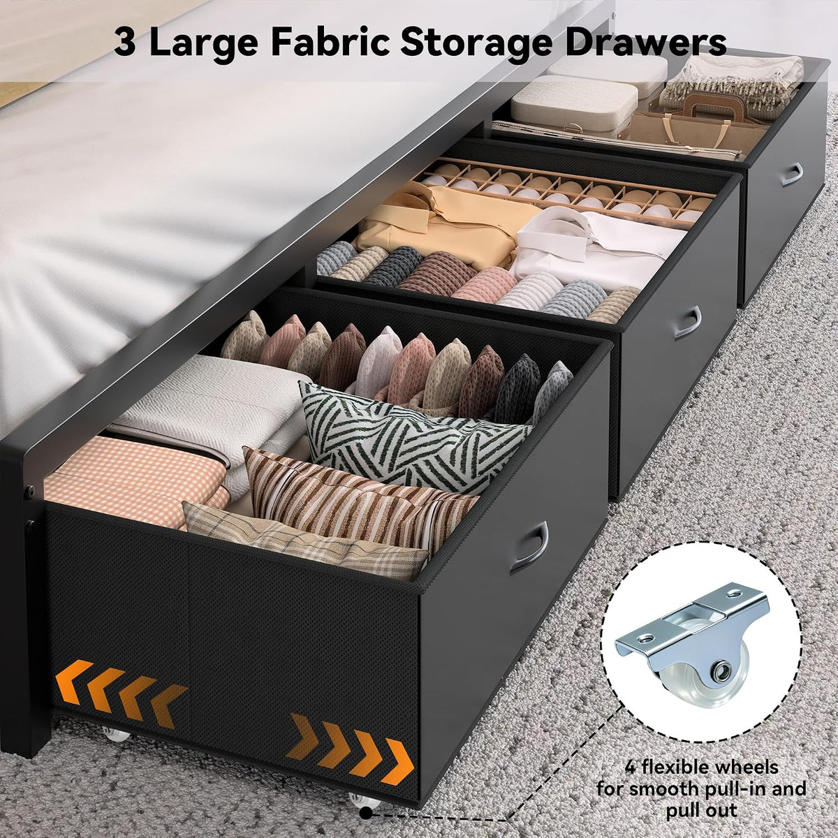freehouse king size bed frame with storage headboard, package contents