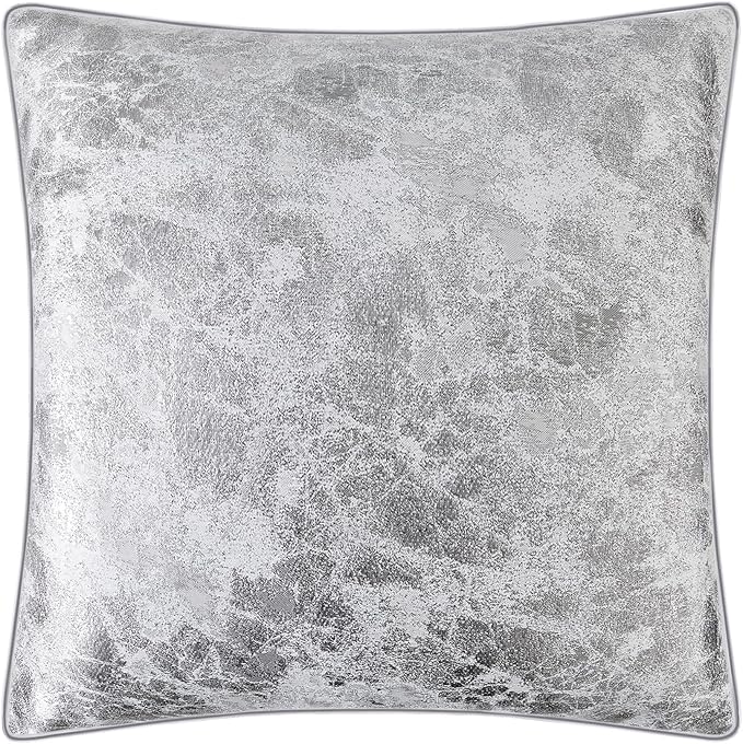 THE-TINOART Platinum Silver Metallic Pillow Case 24x24 by Unknown