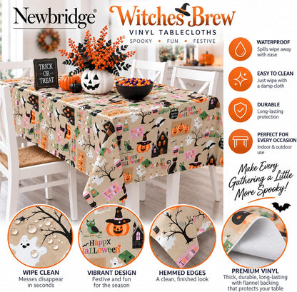 Newbridge Halloween Witches Brew 60 x 120 Inch Rectangle Vinyl Tablecloth