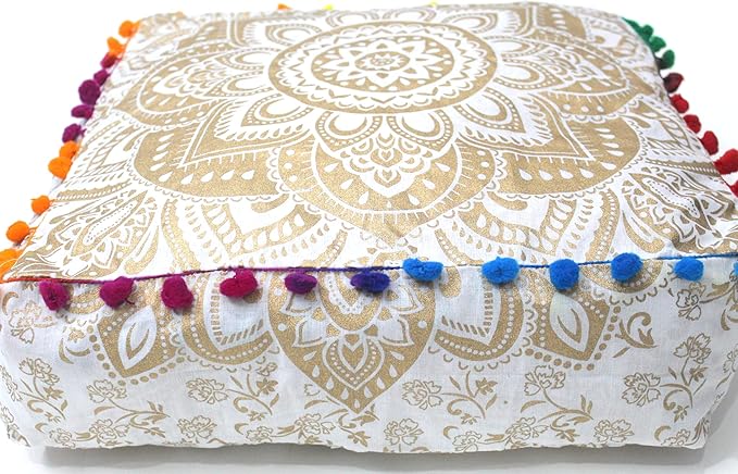 CRAFT KALA 16" Square Large Hippie Mandala Meditation Floor Ottoman Pillow - Image 7