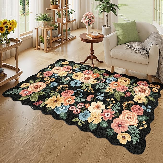 DUKINO 3x5 Area Rug, Floral Non-Slip Indoor Washable Rug - Image 2