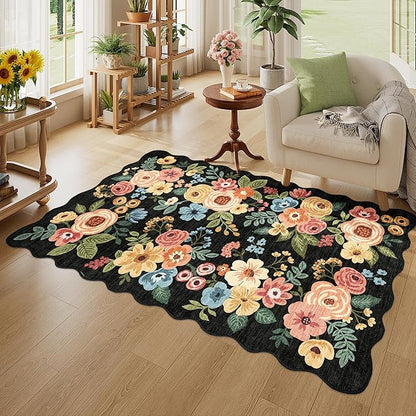 DUKINO 3x5 Area Rug, Floral Non-Slip Indoor Washable Rug - Image 2