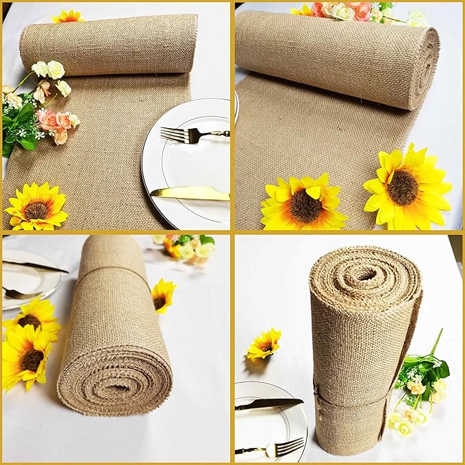 1 Pack 12 inch x 10 Yards Burlap Table Runner, Natural Rustic Jute Table Runners - Image 3