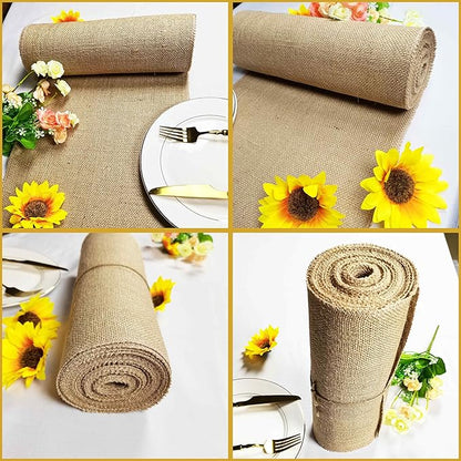 1 Pack 12 inch x 10 Yards Burlap Table Runner, Natural Rustic Jute Table Runners - Image 3