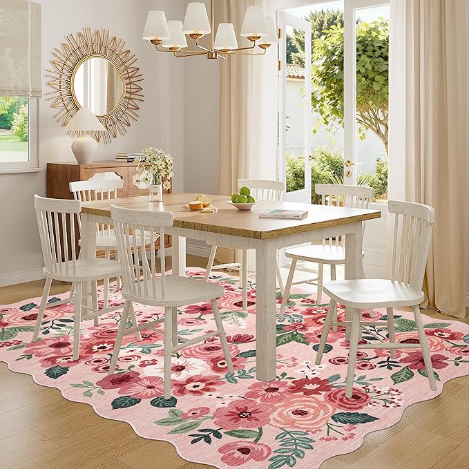 DUKINO 6x9 Area Rug, Floral Washable Rugs - Image 8