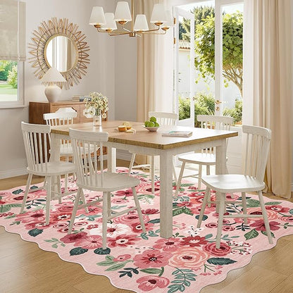 DUKINO 6x9 Area Rug, Floral Washable Rugs - Image 8