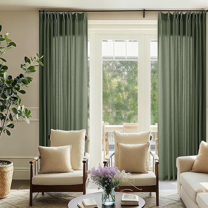 Pinch Pleat Extra Wide 72 x 108 Inch Linen Curtains - Image 3