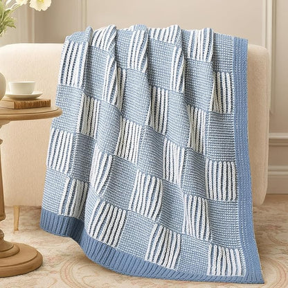 Amélie Home Checkered Knit Throw Blanket - Image 9