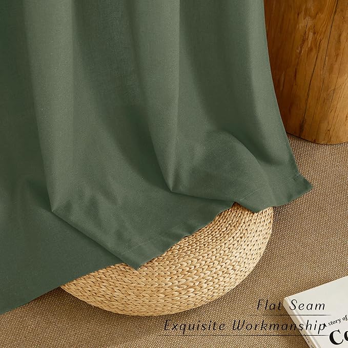 NICETOWN Forest Green Linen Curtains - Image 8
