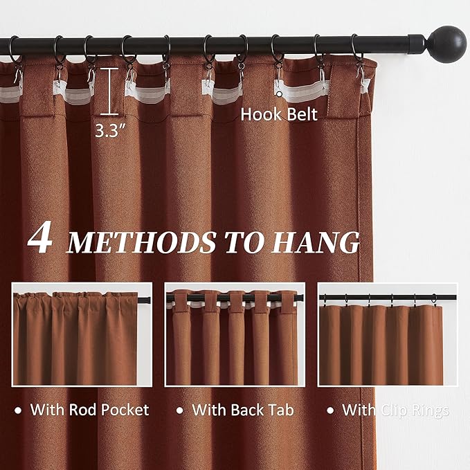 KEQIAOSUOCAI Rust Colored Blackout Curtains 120 Inch Length 10 FT Inches Long - Image 3