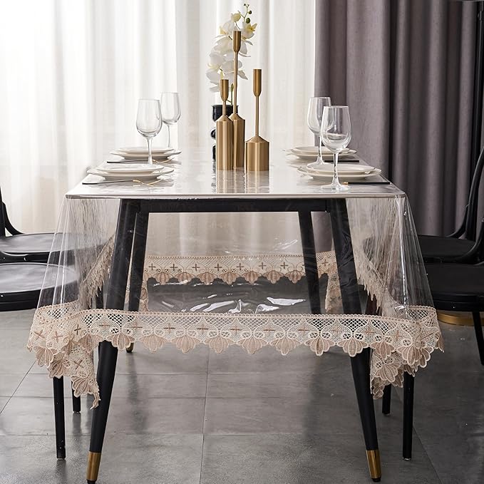 Clear Vinyl Tablecloth Protector Waterproof/Oil-Proof PVC Table Cloth - Image 3