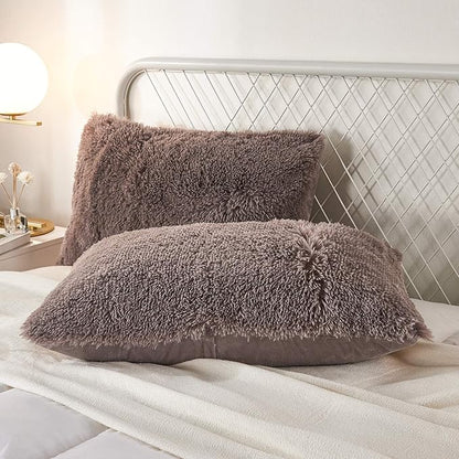 Uhamho Set of 2 Faux Fur Throw Pillow Covers Soft Velvet Decorative Pillowcases by Uhamho