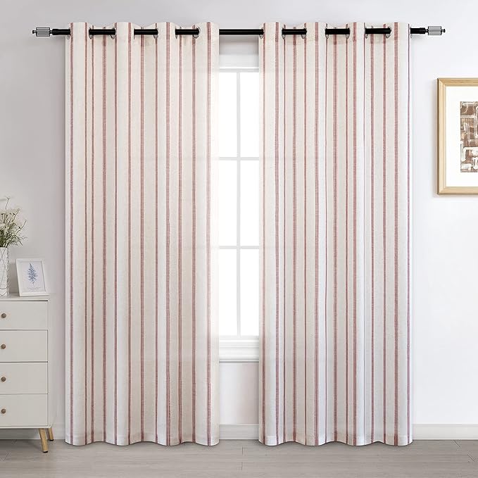 DriftAway Farmhouse Vertical Striped Linen Blend Textured Light Filtering Semi by DriftAway