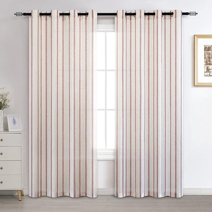 DriftAway Farmhouse Vertical Striped Linen Blend Textured Light Filtering Semi by DriftAway
