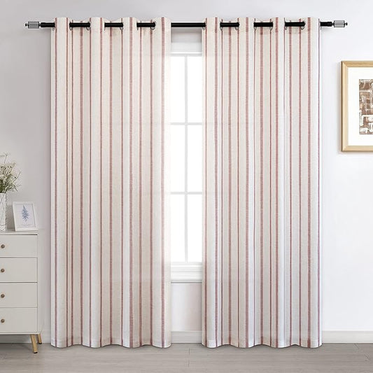 DriftAway Farmhouse Vertical Striped Linen Blend Textured Light Filtering Semi by DriftAway