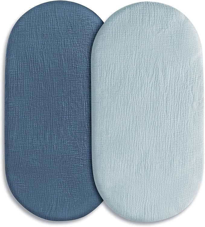Muslin Bassinet Fitted Sheets, 2 Pack by LYRICHOMBABY