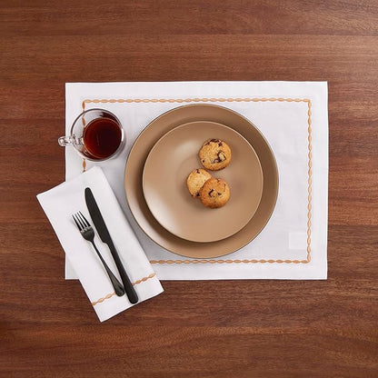 Home Ekaa Cotton Linen Dinner Napkins 20 x 20 Inch – White Cloth Napkins - Image 2