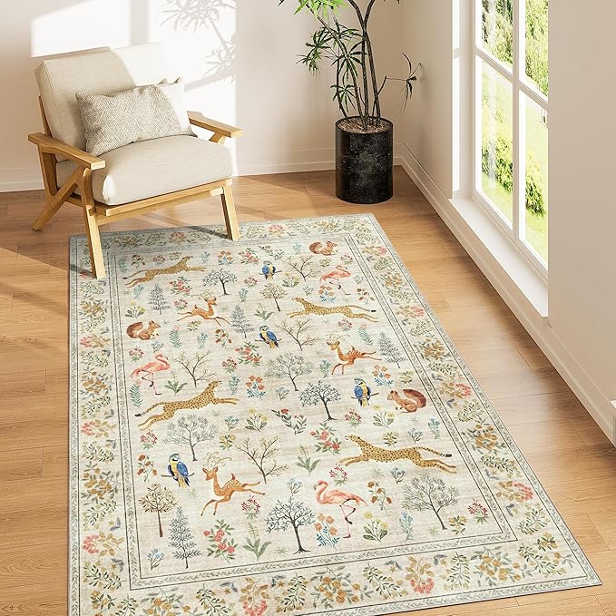 DUKINO 3x5 Rug, Washable Animal Area Rug by DUKINO