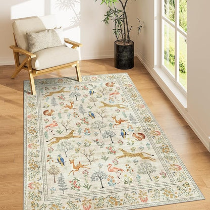 DUKINO 3x5 Rug, Washable Animal Area Rug by DUKINO