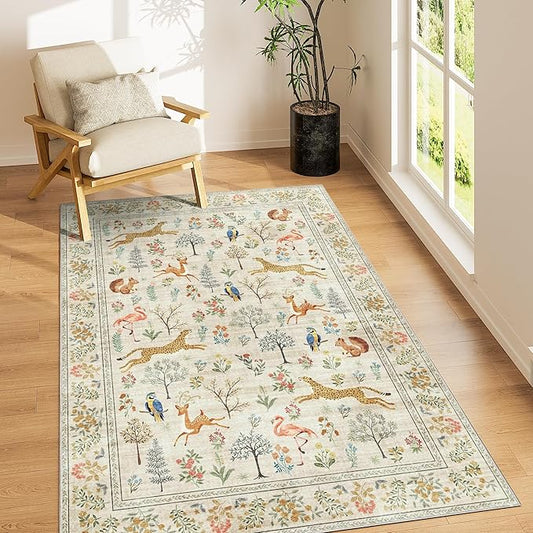 DUKINO 4x6 Rug, Washable Animal Area Rug by DUKINO