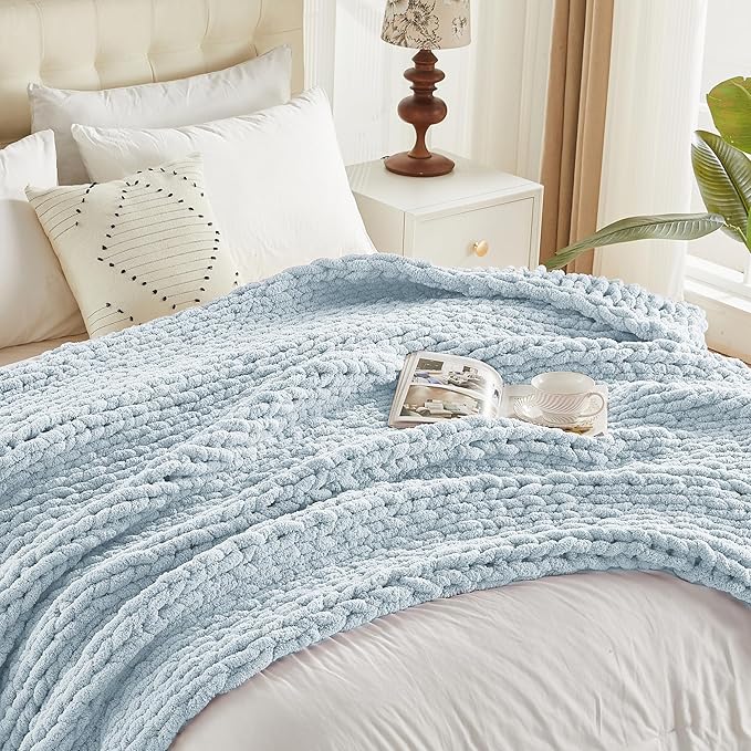 Carriediosa Chunky Knit Throw Blanket 60" X 80" Twin, 100% Hand Made Large - Image 9