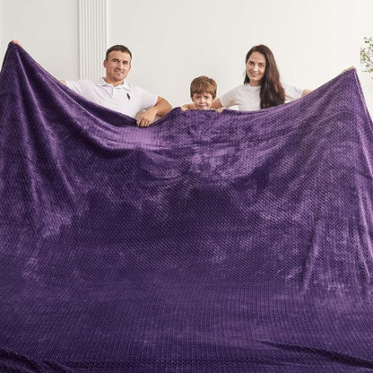 Oversized King Fleece Blanket 120x138 Inches, Seamless Soft Cozy 3D Jacquard - Image 2