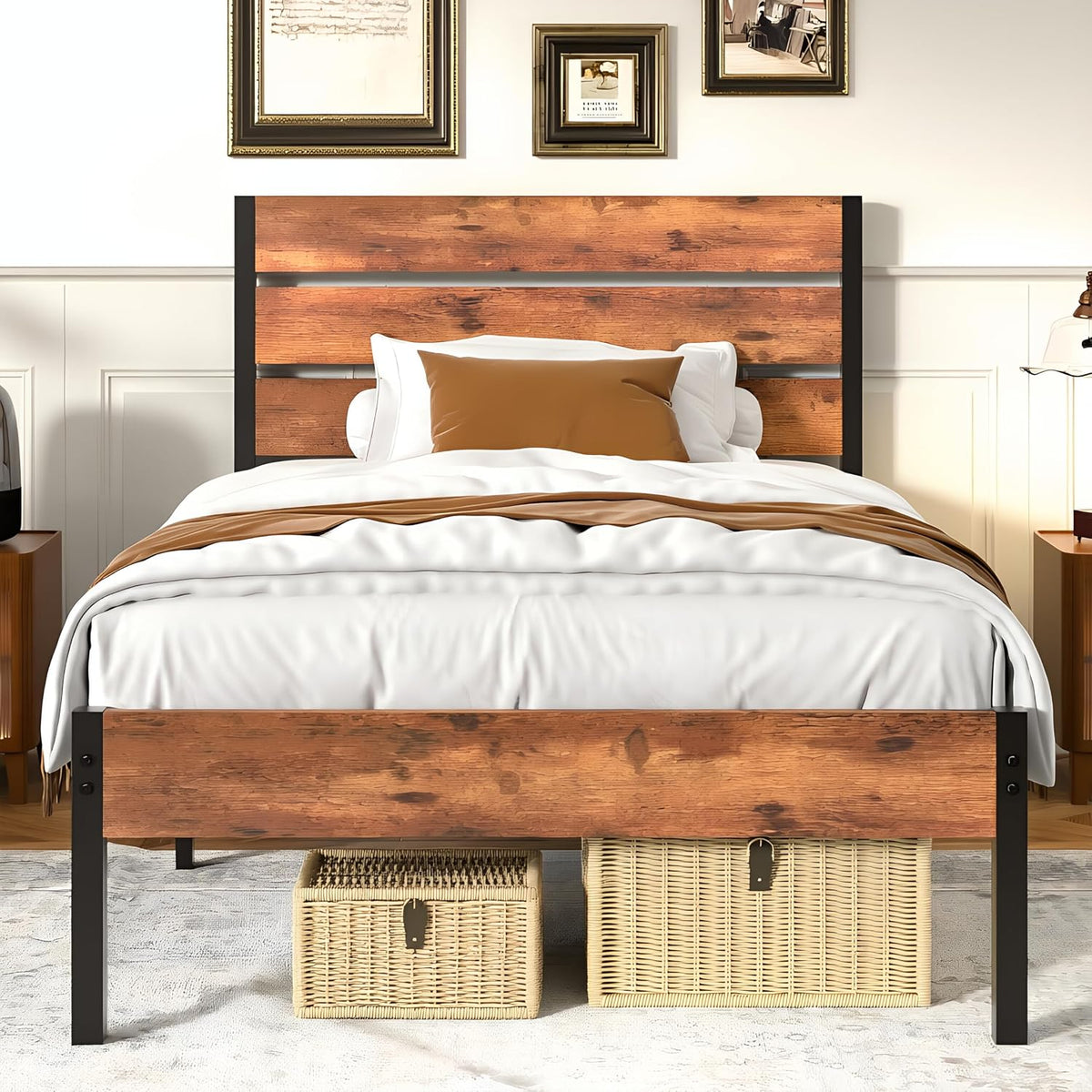 vecelo twin size bed frame - heavy-duty metal, main product view