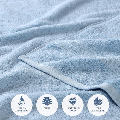 superior egyptian cotton 6-piece towel set, bathroom essentials, front angle view