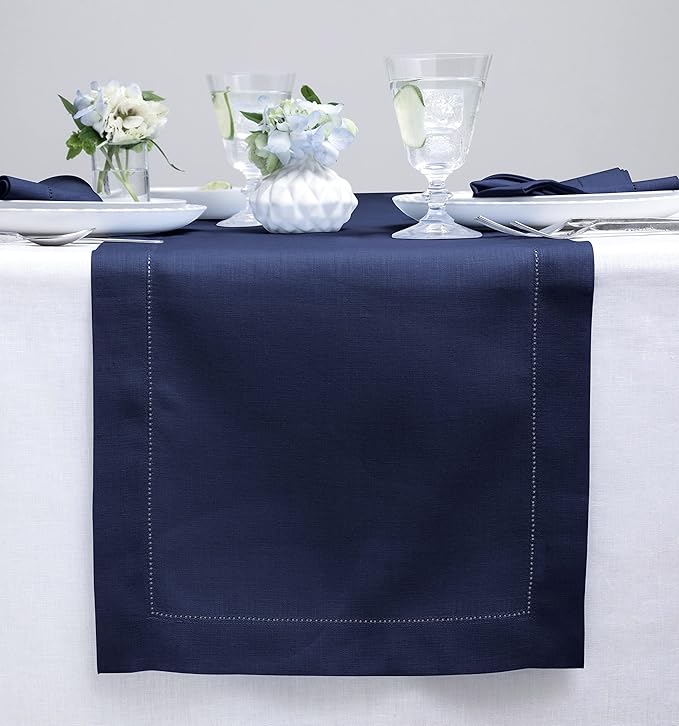 Solino Home Linen Navy Blue Table Runner 132 Inches Long by SolinoHome