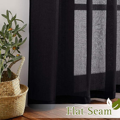 NICETOWN Classic Linen Weave Flax Sheer Window Curtains, Grommet Translucent - Image 6