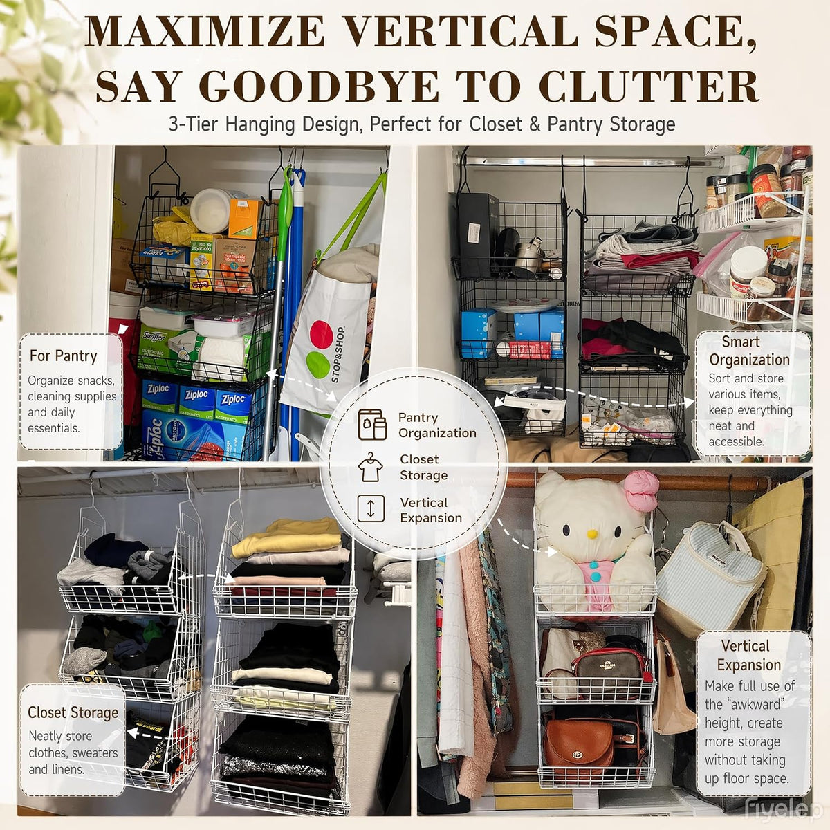 x-cosrack 3-tier hanging closet organizer, laundry room organization, package contents