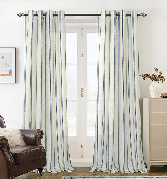 DriftAway Farmhouse Vertical Striped Linen Blend Textured Light Filtering Semi by DriftAway