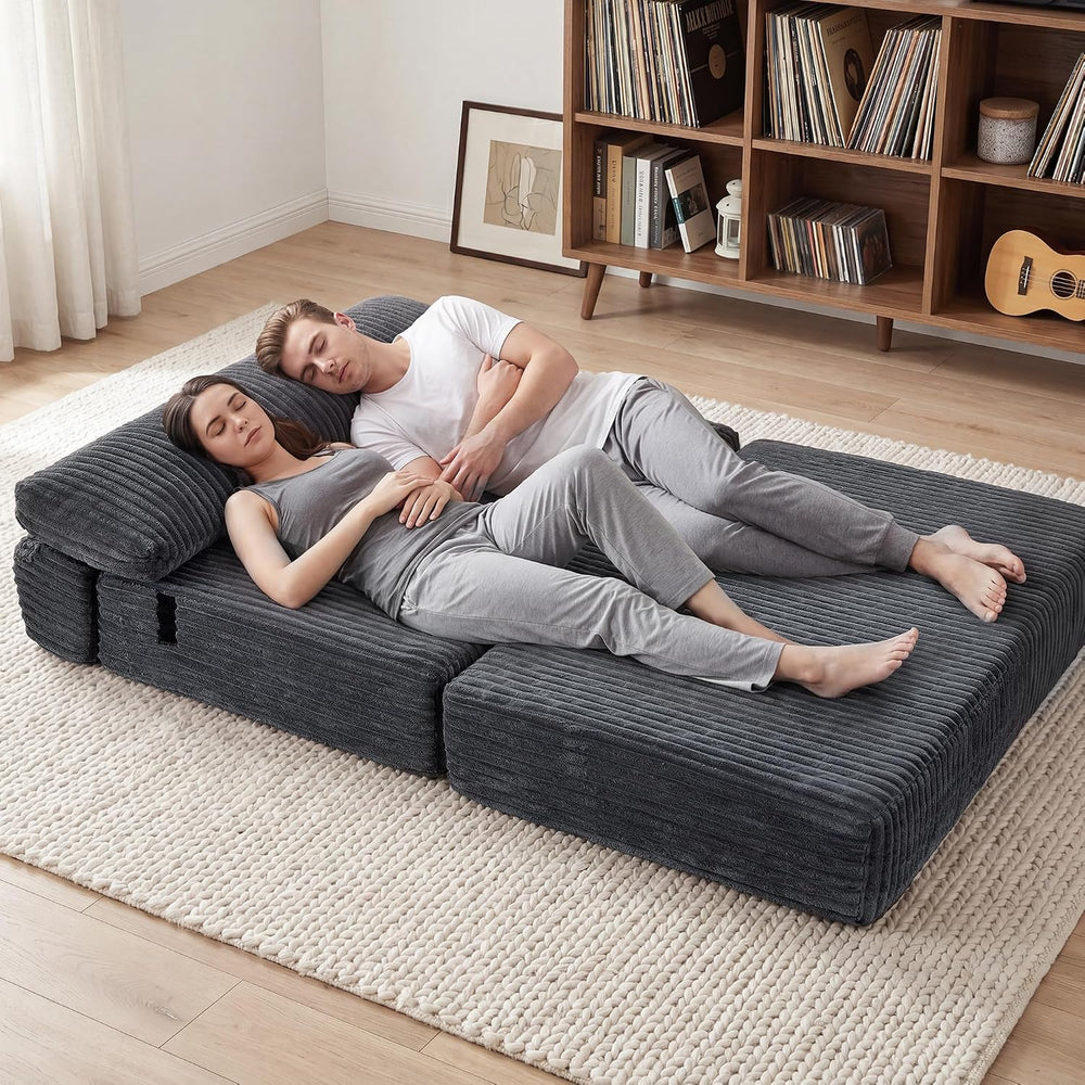Folding Sofa Bed Convertible 4 in 1 Sleeper Chair Gray Full