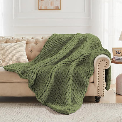 Carriediosa Chunky Knit Throw Blanket 50" X 60", 100% Hand Made Large Chenille - Image 6