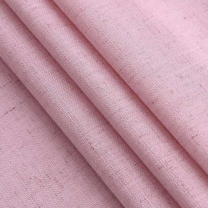 Nanspring Rose Boho Style Linen Curtains 90 Inch Long 2 Panels Set Back Tab Rod - Image 5