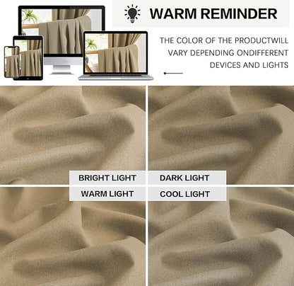 KEQIAOSUOCAI 90 Inch Burlap Natural Farmhouse Curtains Panels, Full Blackout - Image 8