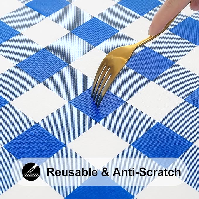 Smiry Rectangle Picnic Table Cloth, Elastic Waterproof Fitted Vinyl Tablecloths - Image 7
