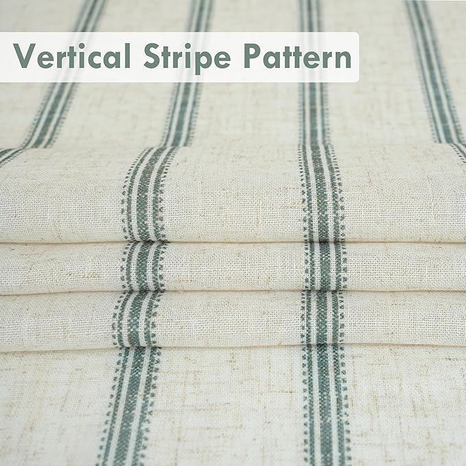 DriftAway Farmhouse Vertical Striped Linen Blend Textured Light Filtering Semi - Image 4