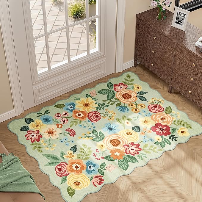DUKINO 2x3 Entryway Rug, Floral Washable Indoor Door Mat - Image 2