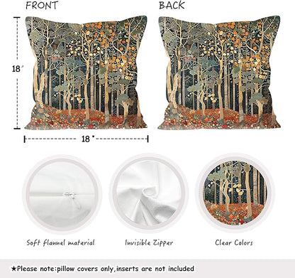 Rustic Autumn Forest Pillow Covers 18x18 Double-Sided, Fall Home Room Decor - Image 2