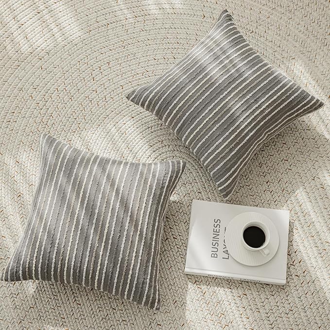 Set of 2 Striped Boho Multicolor Candlewick Throw Pillow Covers - Image 6