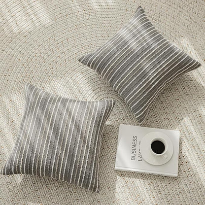 Set of 2 Striped Boho Multicolor Candlewick Throw Pillow Covers - Image 6