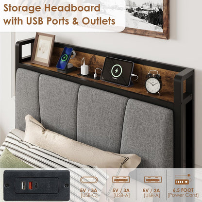 gaomon twin size bed frame with 2 drawers showing dimensions