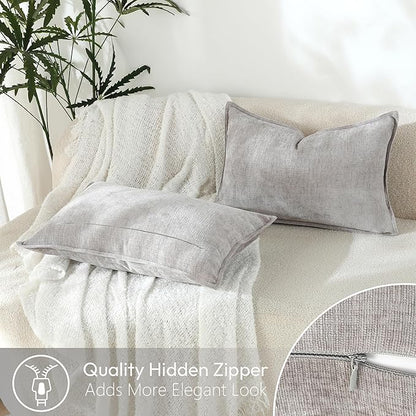 Stellhome Lumbar Chenille Throw Pillow Covers Set of 2 Super Soft Textured - Image 4