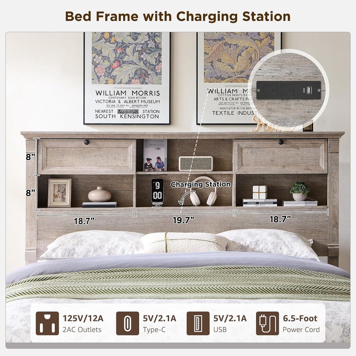 queen size bed frame 2 drawer & 4 showing dimensions