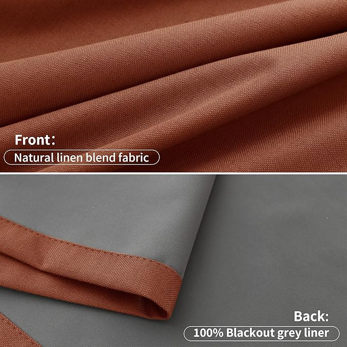 Pinch Pleated Linen 100% Blackout Curtains 108 Inch Long Floor to Ceiling - Image 9